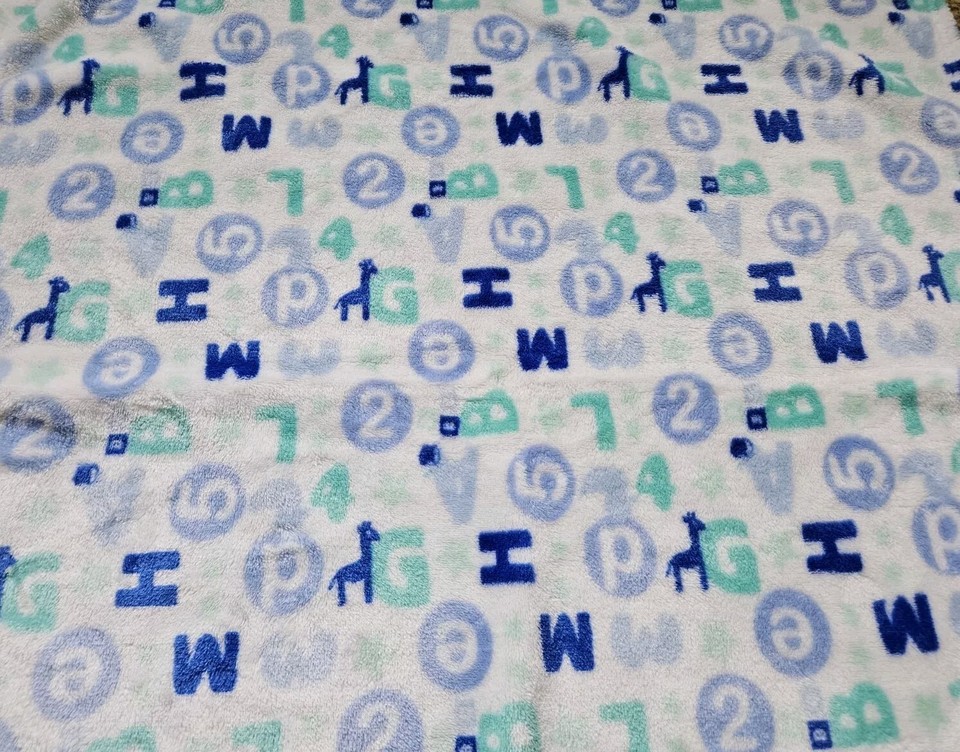 BABY STARTERS Blue Green Numbers Letters Giraffe Soft White Baby