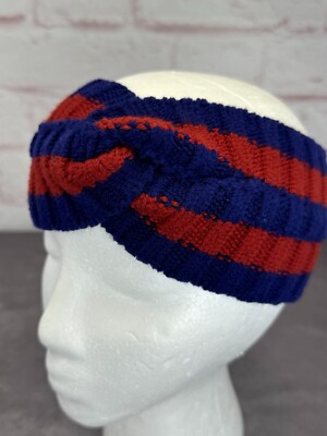 NWT GUCCI Web Knot Knit Wool Twist Red & Blue Headband | eBay display picture 3