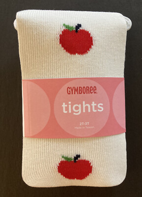 NWT Gymboree  Prep School 2T-3T Ivory Apple Tights
