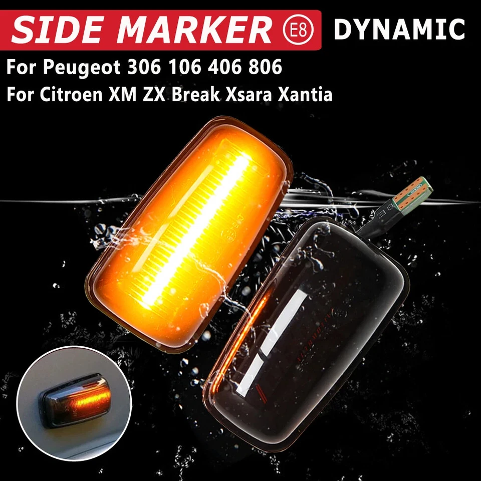 Luz LED dinámica lateral para Peugeot Citroen Xm 406 106 306 Fiat Scudo Foto 2 de 4