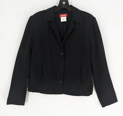 Esprit women's size 5/6 vintage short boxy black polyester crepe jacket