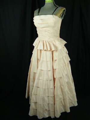 white christmas dresses Vintage 50s Cotillion label retro coral lace cocktail party prom dress  strapless main image 1