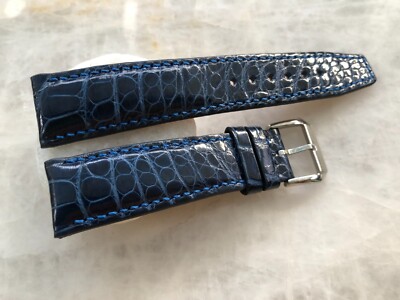 21mm/18mm Blue Alligator Crocodile Embossed Leather Watch Strap Band