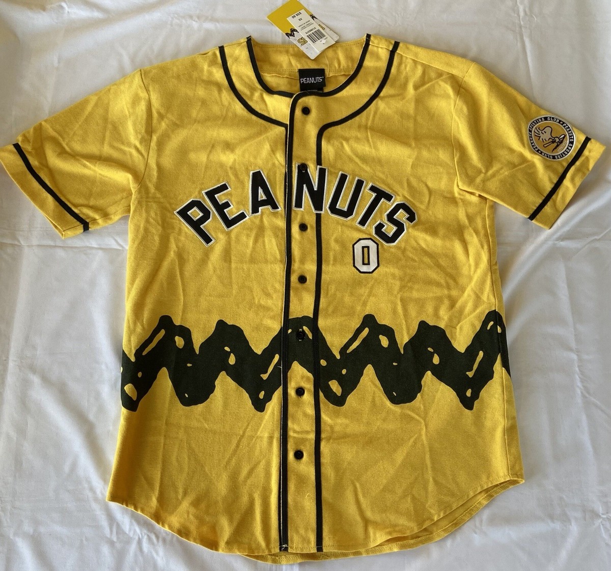 NEW Peanuts Charlie Brown Yellow Baseball Jersey size BoxLunch