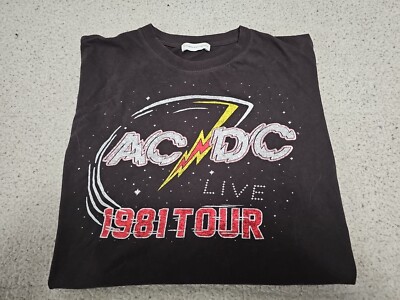 E Hyphen World Gallery Retro AC/DC 1981 Tour Live Oversized Tshirt SZ Medium 
