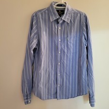Abercrombie  Fitch Muscle Long Sleeve Button Up Men's Size Large Blue Striped