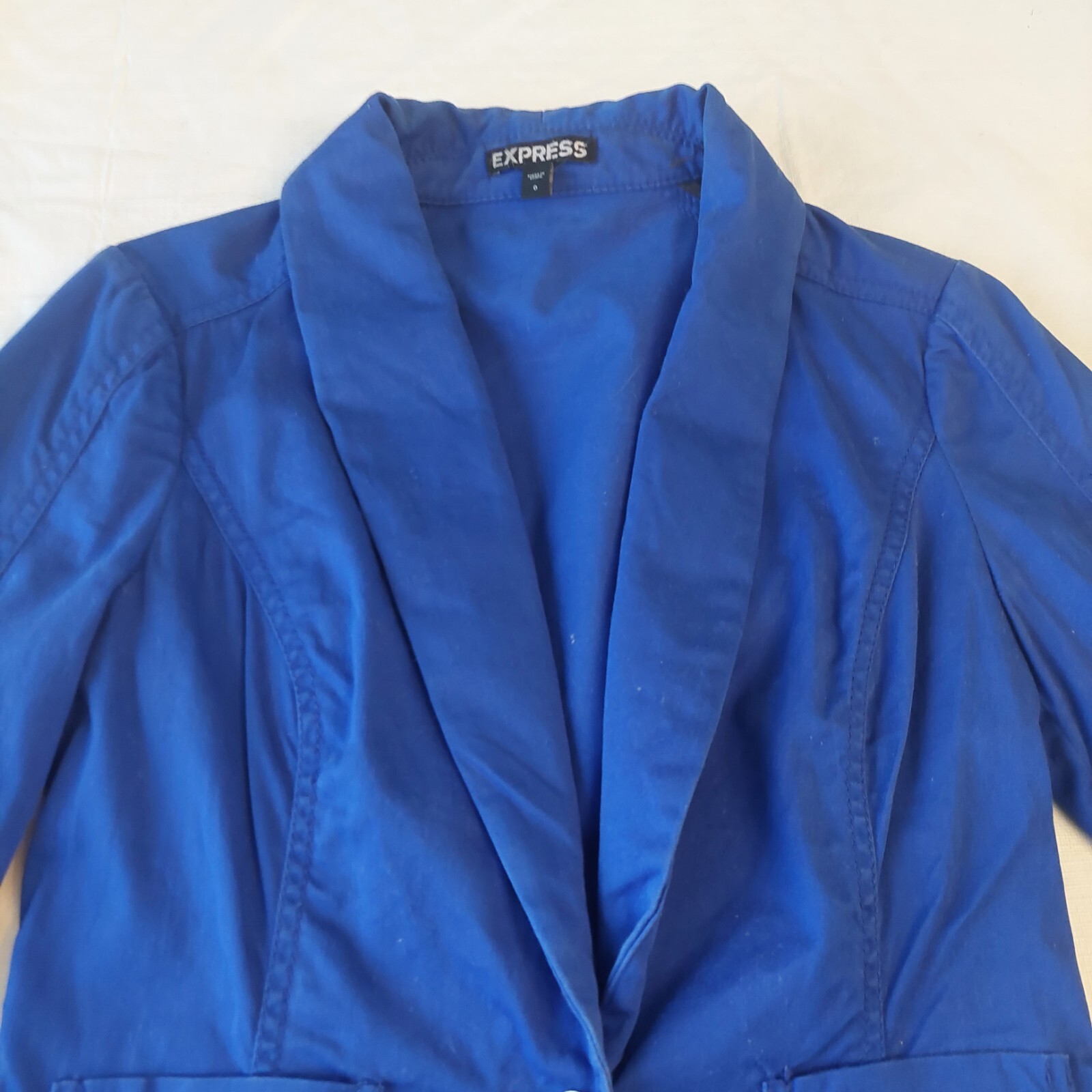 Express Cobalt Blue One Button Blazer Three Quart… - image 5