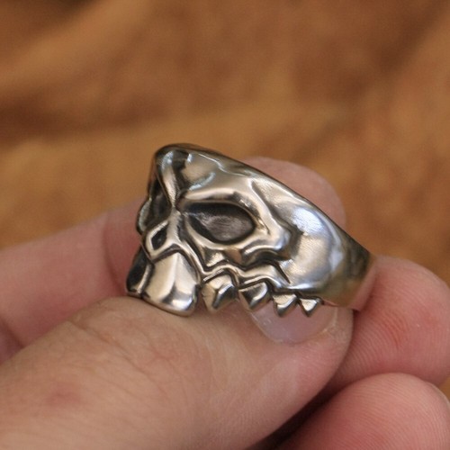 Cupronickel Front Tooth Skull Ring Biker Rock Jewellery CP107C UK Size N½~Z4 - Picture 7 of 27
