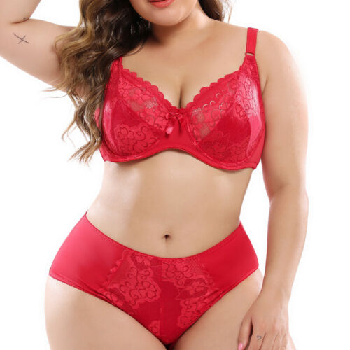 PLUS SIZE 36-52 A-B-C-D-E-F CUP US Womens Sexy Lingerie Set Bra Sets And Panties - Picture 1 of 43