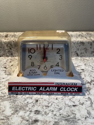 Vtg Alarm Clock Ingraham Toastmaster Inc 49-662 White Electric WORKS USA