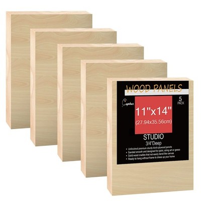 Cupohus 11'' x 14'' 5 Packs Unfinished Wood Canvas Panels for Painting