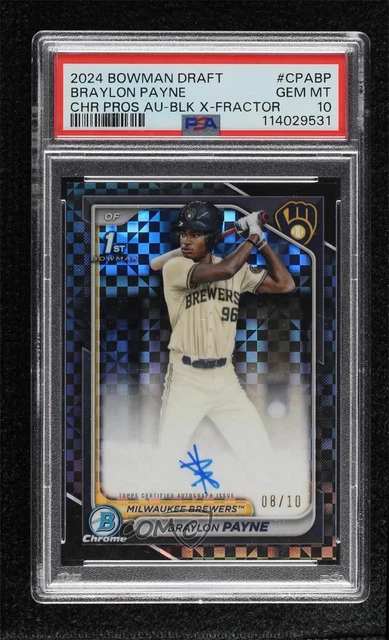 2024 Bowman Draft Black X-Fractor 8/10 Braylon Payne PSA 10 GEM MT Auto v9t