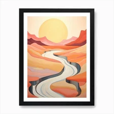 Desert Abstract Minimalist 3 Art Pr Framed Wall Art Poster Canvas Print Picture