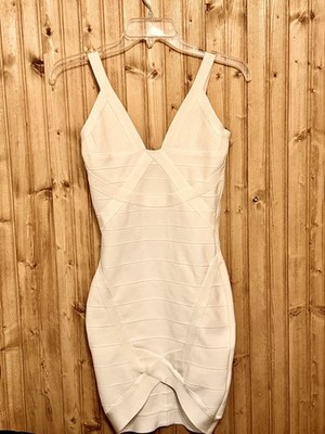 Herve Leger by Max Azria NWT Bandage Knit Dress Size M Ivory White HRT6C667-026