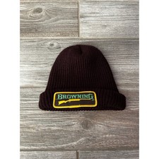 Browning Kids Knit Beanie Hat Burgundy Patch Logo Winter Warm