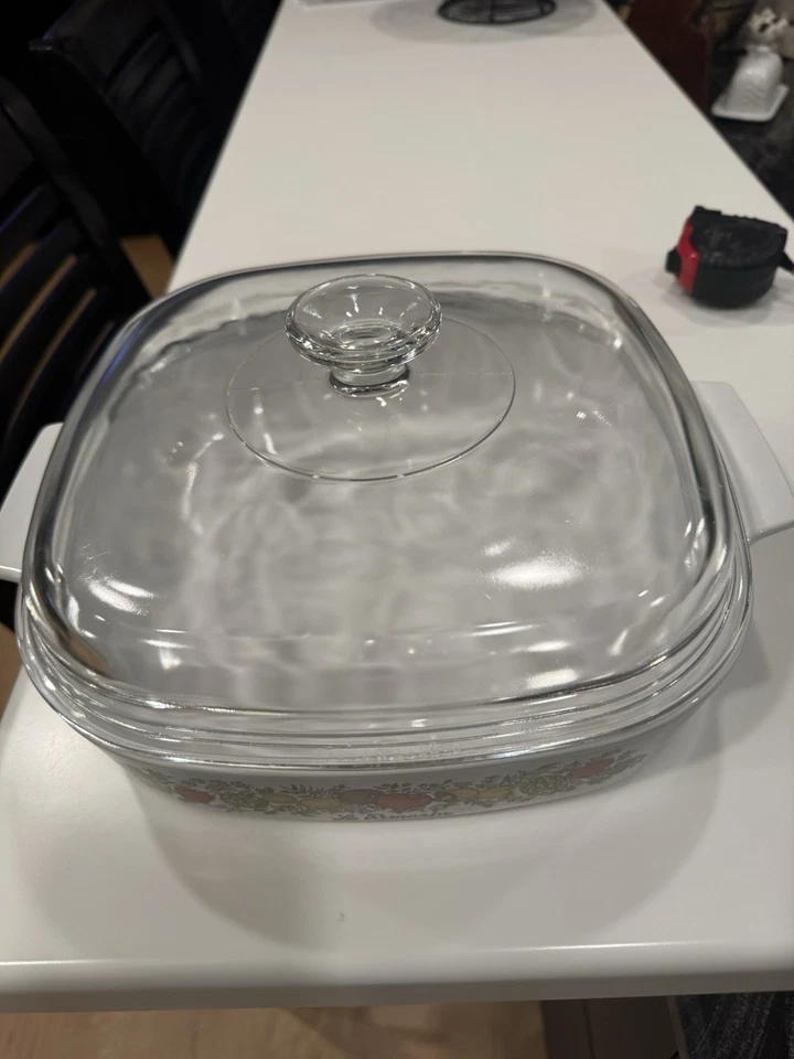 Corning Ware Spice Of Life 10x10x2 in Le Romarin Dish A-10-B & Pyrex Lid A12C - Image 3 of 4