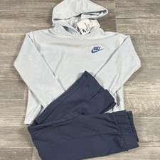NWT Girl's Size 6 Nike Swoosh Hoodie  Flared Leggings 2-Piece Set Color Blue