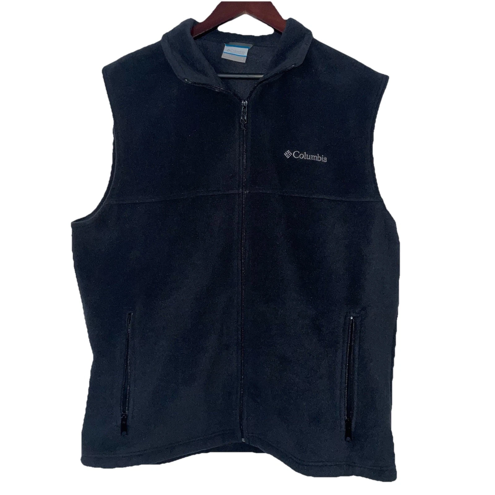 Columbia Vest Men’s Large Black Fleece Full Zip Outdoor Hiking Golf Walking