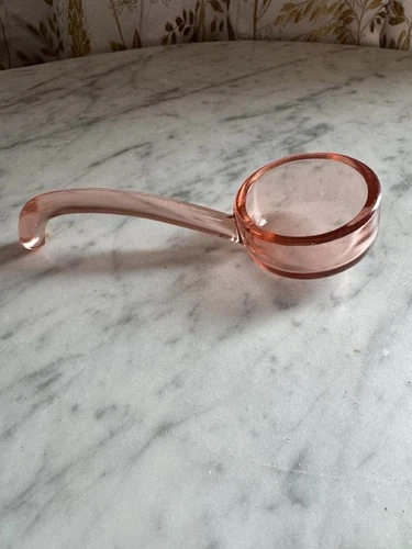 Vintage MCM 5” Pink Depression Glass Mayonnaise Condiment Spoon Ladle