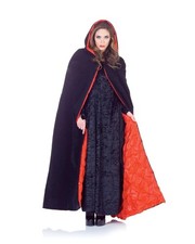 63" Deluxe Velvet  Satin Cape w/Embossed Lining Adult: Black  Red One Size