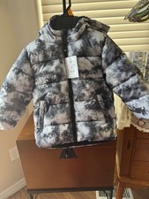 OZARK TRAIL LITTLE BOYS BLACK TIE DYE PUFFER JACKET, SIZE 4T, HOODED W/ZIP, NEW