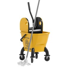 Mop Bucket with Wringer on Wheels with Mop, 27.5 Quart, Yellow
