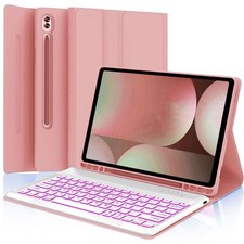 Backlit Bluetooth Keyboard Case For Samsung Tab S9 S8 S7 S9 FE 11" Rose Gold