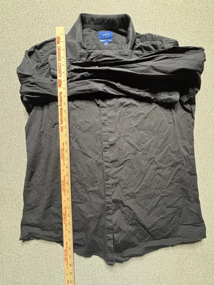 APT. 9 Camisa de vestir para hombre 171/2 36/37 negra ajustada manga larga Premier Flex Foto 4 de 4