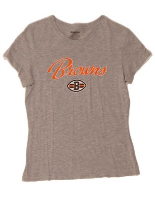 Reebok Cleveland Browns grafisches Damen-T-Shirt Oberteil UK 12 mittelgrau DI85