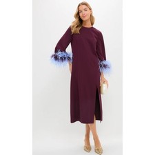 Tuckernuck Winetasting Oxblood Eleanor Feather Midi Dress Small NYAP-34-D600 NWT