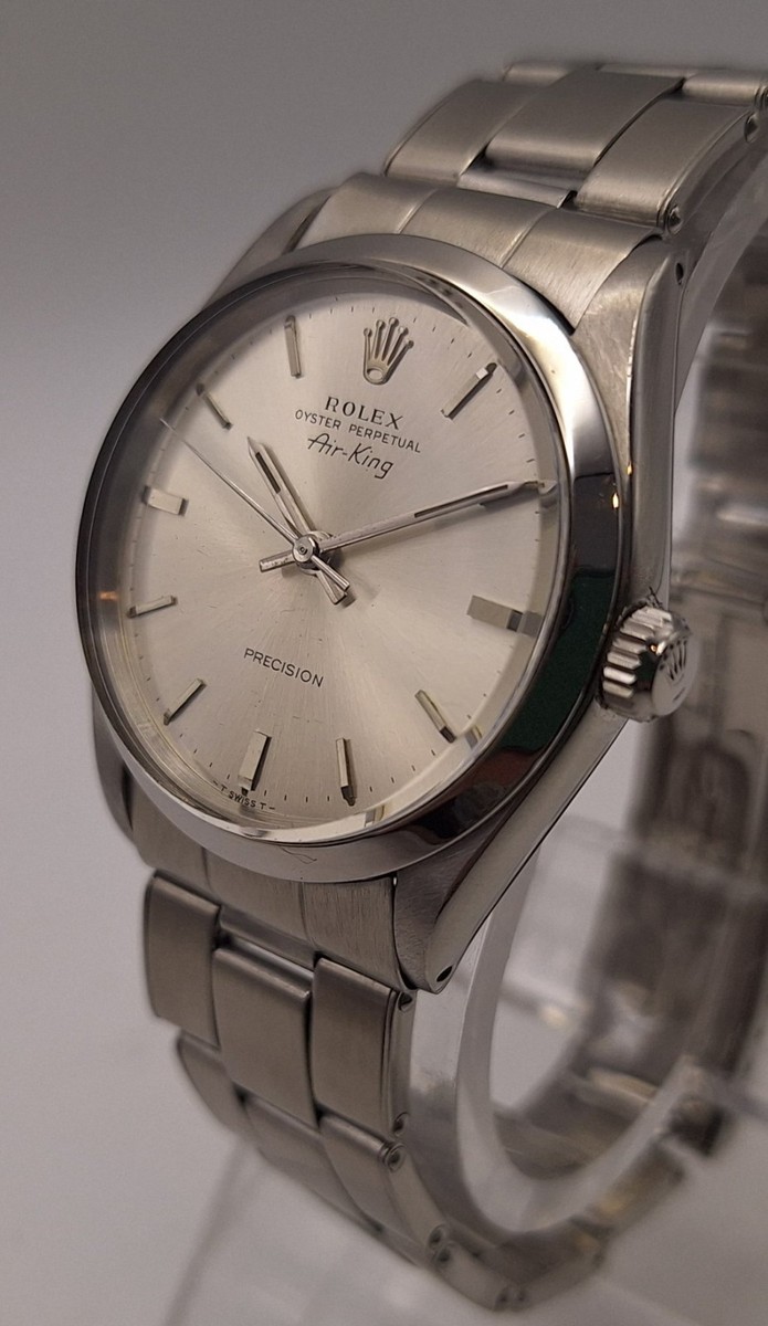 Rolex Oyster Perpetual Air-King SS Ref 5500 Mens Watch Silver Dial