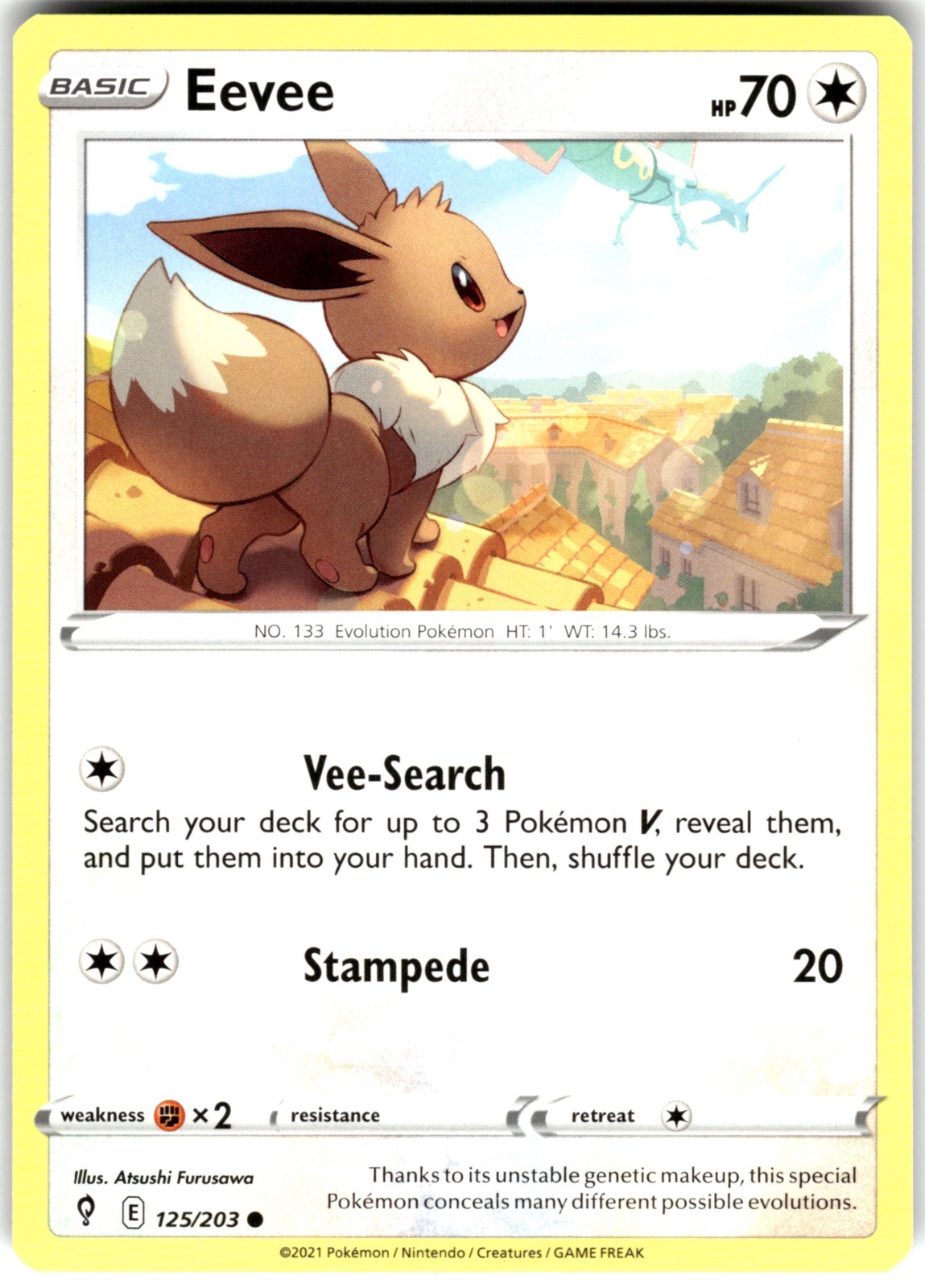 Eevee Regular 125/203 SWSH07 SWSH07: Evolving Skies Pokemon Card LP