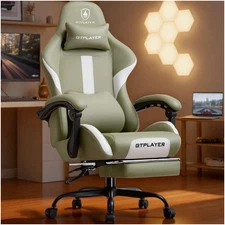Gaming Chair with Foot Rest & Pocket Spring Cushion, Ergonomic High Back Comp...
