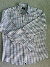 UNTUCKit Men’s Medium Blue White Check Plaid Long Sleeve Wrinkle-Free Shirt NWOT