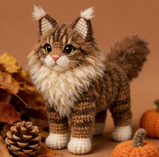 Maine Coon Crochet Kit, Includes PDF Step-by-step Tutorial, DIY Knitting Kit