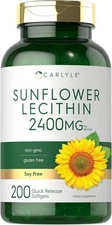Sunflower Lecithin 2400mg | 200 Softgels | Non-GMO, Gluten Free | by Carlyle