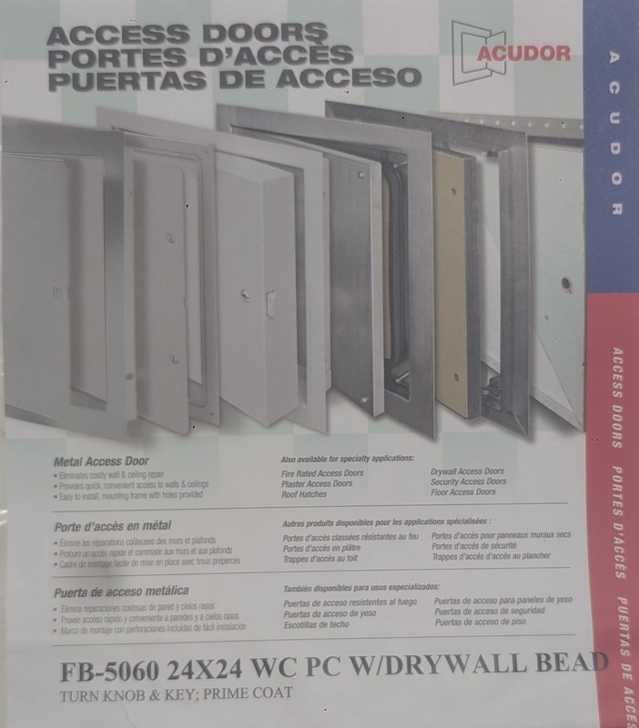 ACUDOR FB-5060 24x24 Metal Inspection Door, Turn Knob & Key, Prime Coat