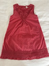 Mini Boden Girls 5-6Y Coral Cotton Dress Lace Crochet Boho Swiss Dot