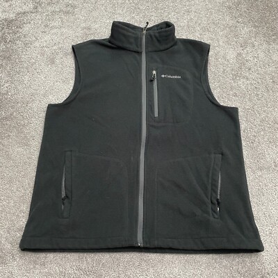 Columbia Utility Fleece Vest Mens Large Black Full Zip Pockets