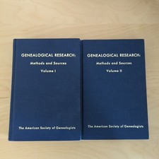 Genealogical Research Methods and Sources Volumes 1 and 2 HC 1973 Printings
