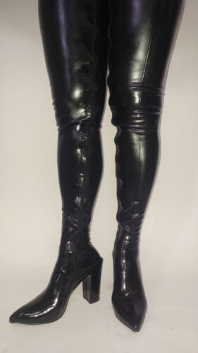 Overknee Stiefel  Latex Lack schwarz rot  42-47 Fetisch Domina sexy FS - Afbeelding 1 van 3