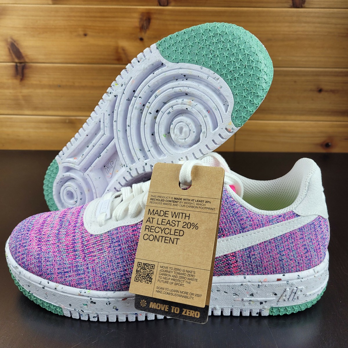 ⭐Rare Nike AF 1 Crater Flyknit 6 Mens Shoes Fuchsia Pink Sneaker 2020 DC7273-500 NIKE Air Force 1 Crater FlyKnit DC7273 600 - Shiekh main image 2