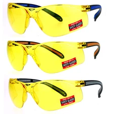 SA106 Mens Yellow HD Lens ANSI Z87.1+ Protection Half Rim Warp Safety Glasses