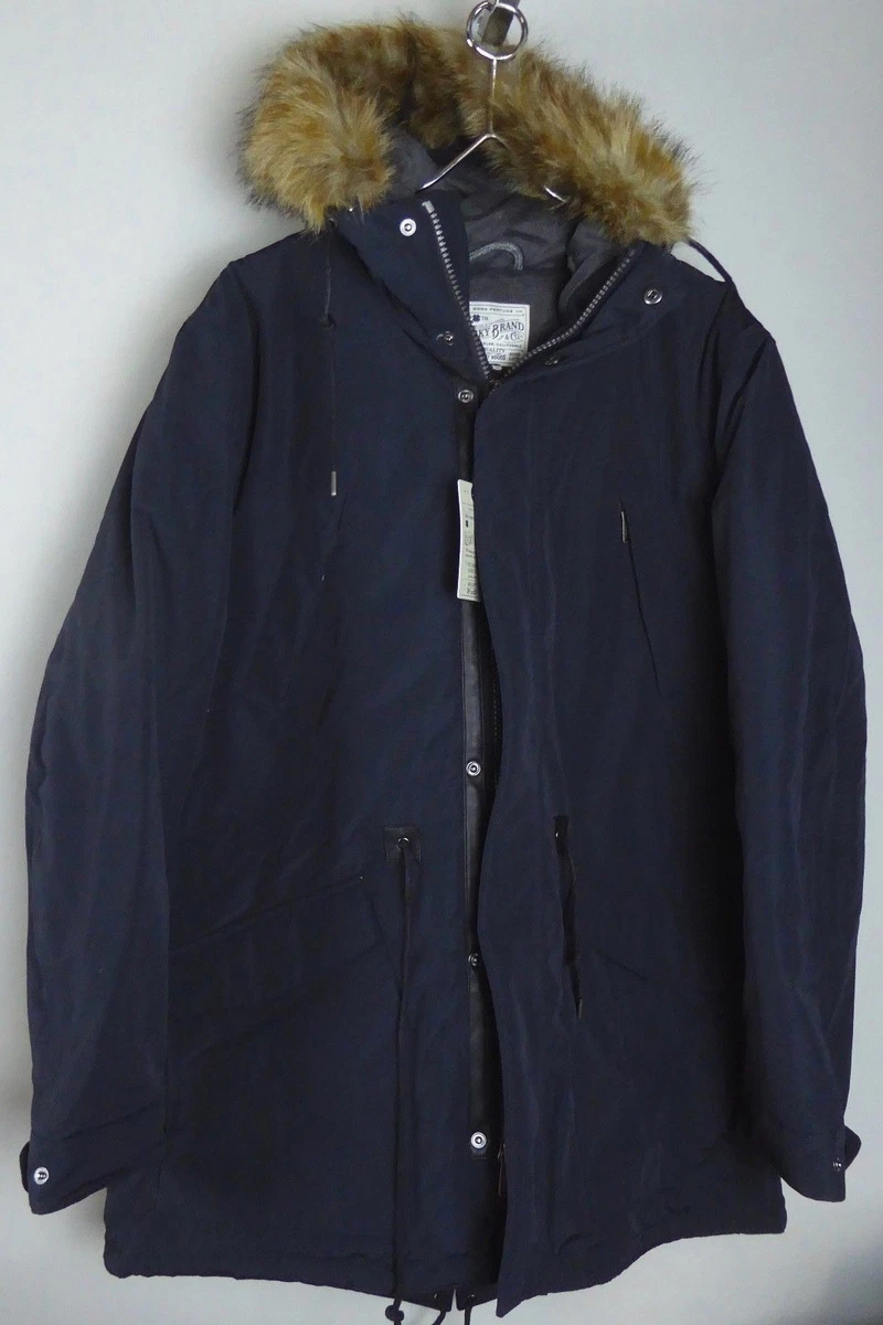 Lucky Brand Faux Fur Lined Hooded Parka $249 NWT Navy Down Coat North Ice  Jacket