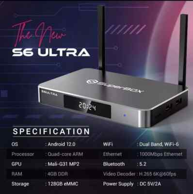SuperBOX S6 ULTRA TV BOX Media Player Wi-Fi 6 bundle +  Mini Keyboard & SB Bag