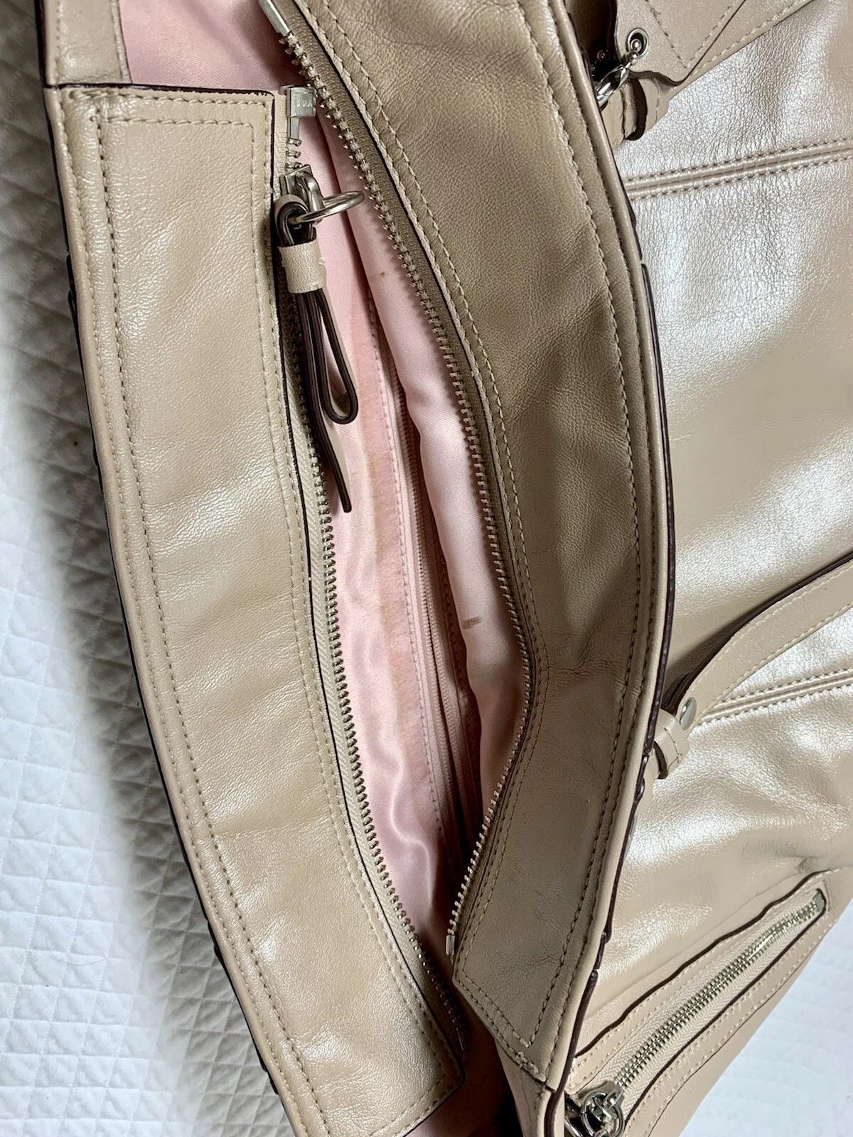 Borsa a tracolla Coach in pelle beige borsa a mano