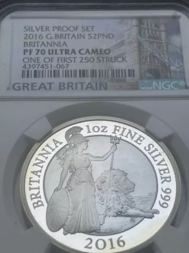 NGC PF70 Great Britain UK 2016 Britannia Silver Coin 1oz 2 Pound  BIG BEN