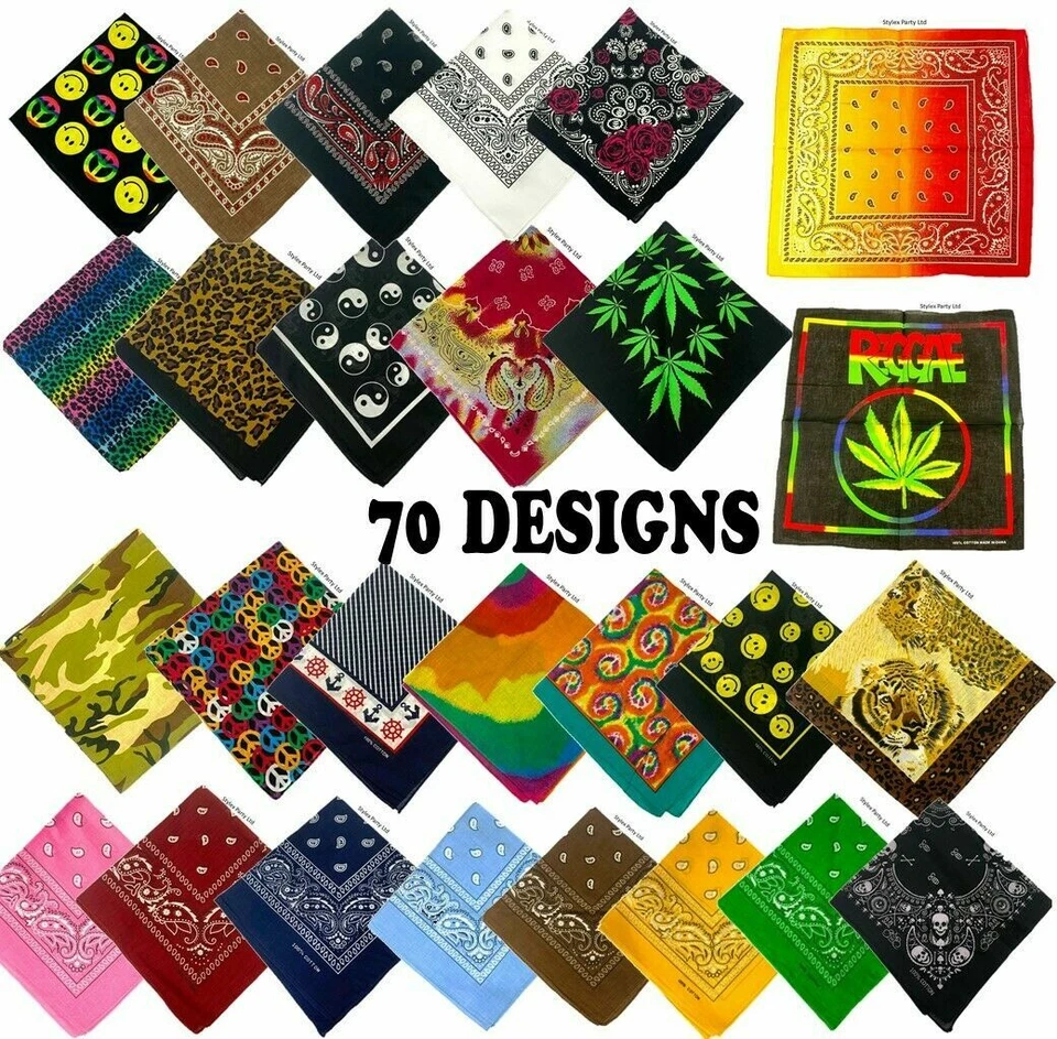 BANDANA SCARVES FUNKY DESIGN LEOPARD PRINT PAISLEY PATTERN NECK WRIST BIKER MASK