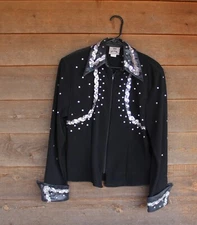 Show jacket/rail  shirt black and silver with bling.  Womens Large