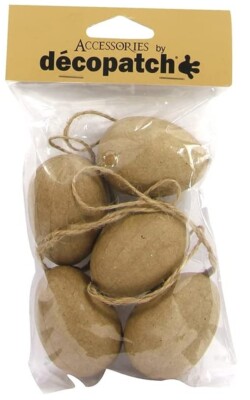 Decopatch Paper Mache Ornaments - 5 Paper Eggs with String